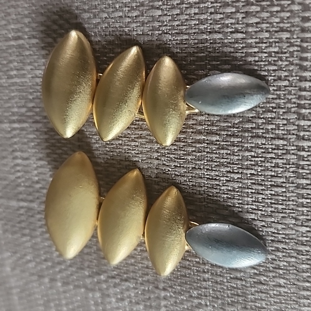 Matte Gold-Tone & Silver-Tone Earrings In Excellent Condition